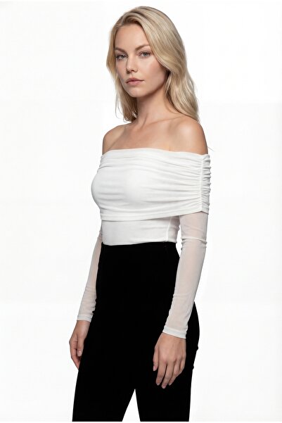 KENZA'A TRİKO Madonna Collar Transparent Blouse