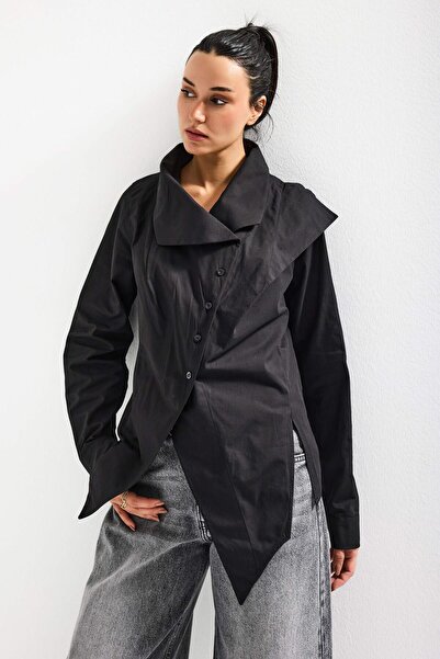 it's basic Γυναικείο πουκάμισο σε μαύρο χρώμα με κανονική εφαρμογή και ειδική...