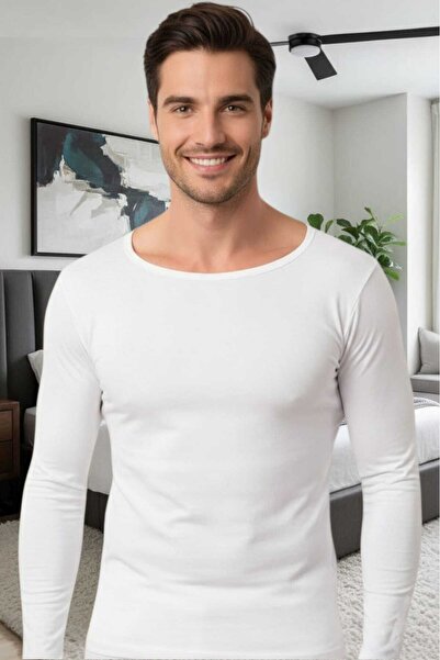 Tezzgelsin قميص داخلي رجالي من القطن الممشط بأكمام طويلة من الليكرا
