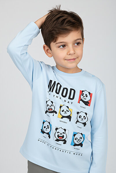 Dmb Beba dečak - Dječja tanka majica sa dugim rukavima i panda motivom