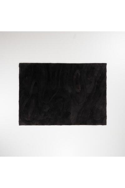 Halıcızade Siyah Soyut Desenli Kuzu Postu Halı