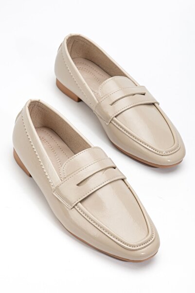 Hayalimdeki Ayakkabı Ženske bež lakirane kožne klasične Ravan đon Lagan Ortop...