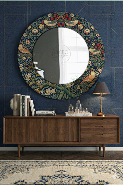 Artavessa Modern UV Baskılı MDF Çerçeveli Yuvarlak Duvar Aynası - ARTMDFMRR9