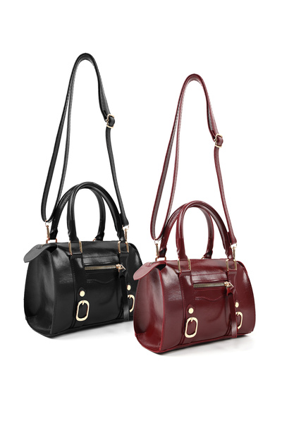 SHAKA Wrinkled Textured Black/Wrinkled Textured Burgundy Shk287 Set Faux Leat...