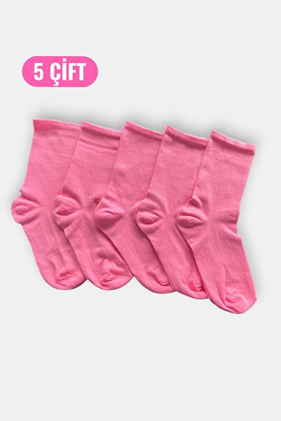 Esinti 5 أزواج من الجوارب الرجالية والنسائية ذات اللون الوردي السادة، جوارب ر...