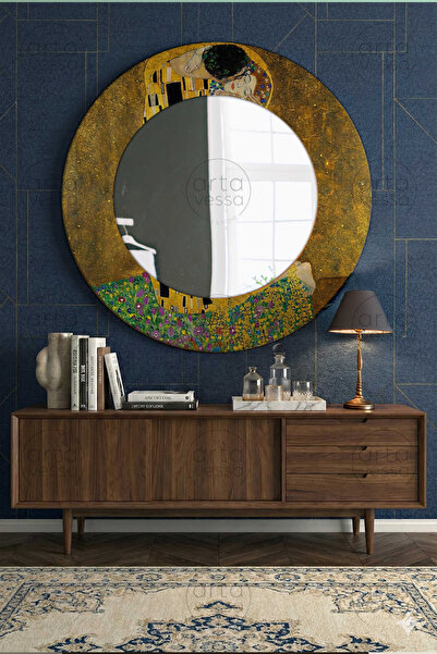 Artavessa Modern UV Baskılı MDF Çerçeveli Yuvarlak Duvar Aynası - ARTMDFMRR2