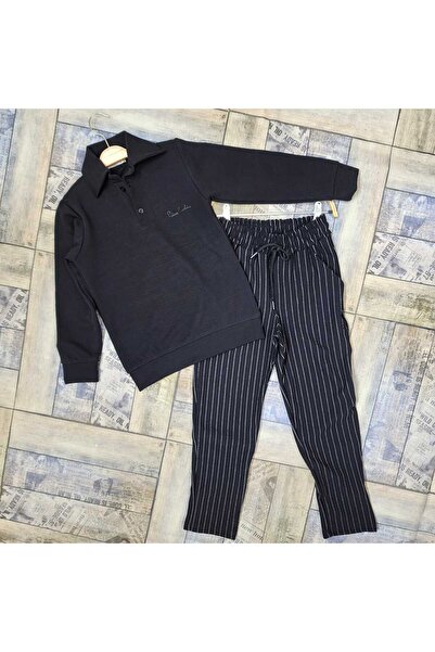 ARBİ kids Costum din două piese pentru băieți, cu pantaloni cu guler în dungi...