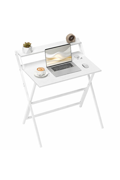 OEM Πτυσσόμενο γραφείο με ράφι για οθόνη, 81,5x62x86,5 cm Λευκό
