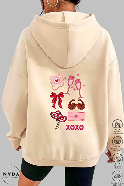 Nyda Collections Hanorac de damă cu mânecă lungă, cu imprimeu Love, cu glugă,...