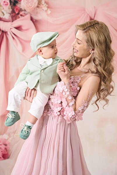 Andreeatex Boys' cotton baptism suit with suspenders and bow tie, 5 pieces, o...