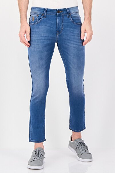 U.S. Polo Assn. Men Tapered Fit Embroidered Logo Stretchable Cropped Henry Je...