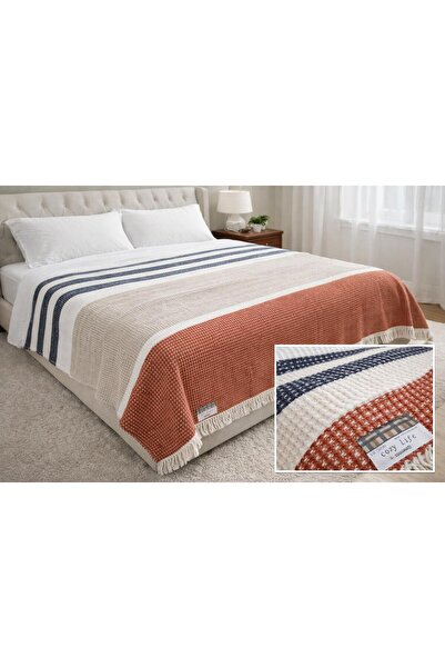 Merinos Çift Kişilik Cozy Waffle Püsküllü Battaniye