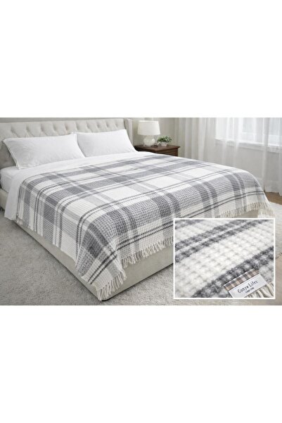 Merinos Çift Kişilik Cozy Waffle Püsküllü Battaniye