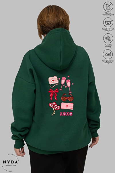 Nyda Collections Hanorac de damă cu mânecă lungă, cu imprimeu Love, cu glugă,...