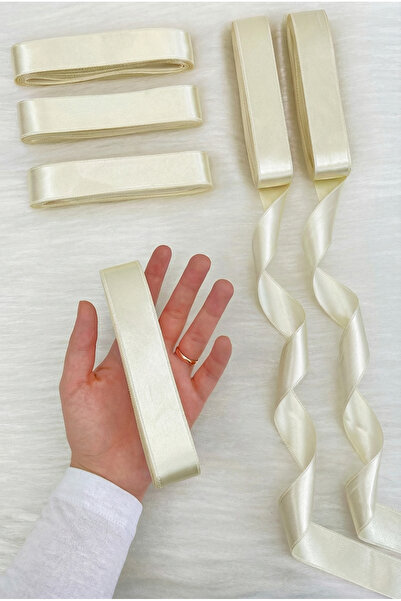 ZEYMERADE Cream Satin Ribbon 3 cm 10 Mt, Bohça Dowry Wedding Henna Circumcisi...
