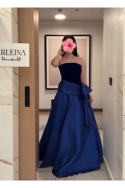 NALA FASHION Luxurious navy blue evening dress