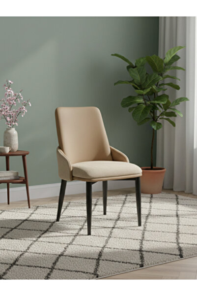 BEC13 كرسي طعام "مودرن" بتصميم عصري وأرجل معدنية سوداء