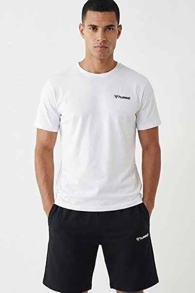hummel Men's T-Shirt Shorts Set 100% Cotton Regular Cut White-Black-C1
