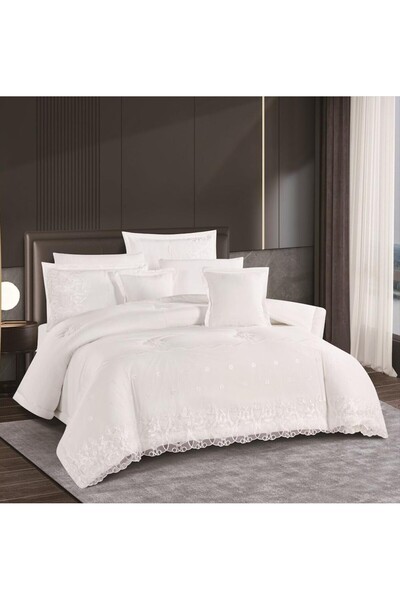 ALMIADD Bridal double bed comforter set with a lace design to add elegance to...