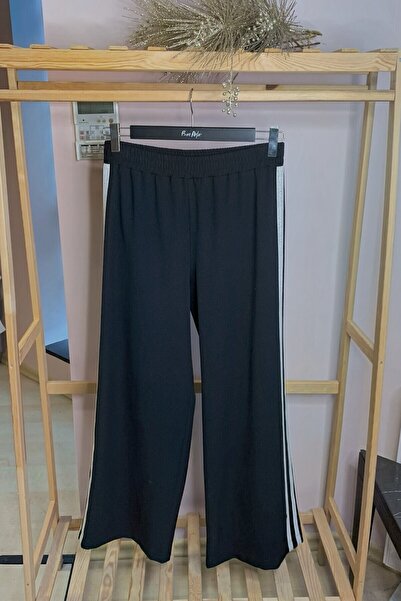 Büyük Moda Wide-Leg Pants with Elastic Waist and Striped Details