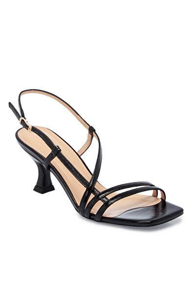 Tergan Siyah Hakiki Rugan Deri Kadın Topuklu Ayakkabı - K25Y1AY67806-A07