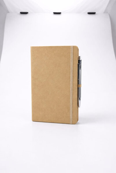 zubi 13X21 Thermo Leather 96 Sheets Lined Notebook with Elastic Band and Meta...