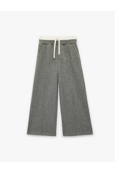Koton Παντελόνι με δεμένη μέση, φαρδιά μπατζάκια και ρίγες