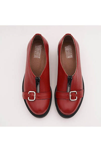 VAGAM Red Genuine Leather Shoes Buckle