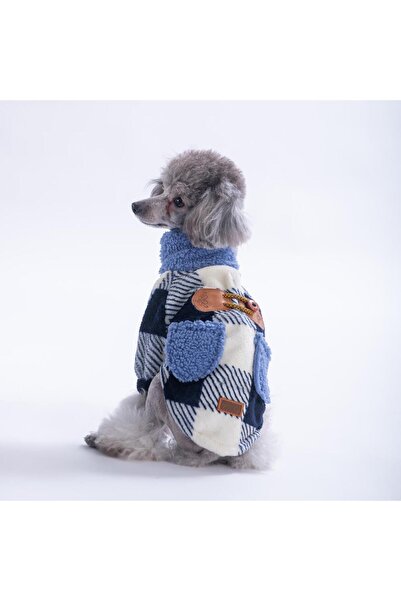 Pawstar سترة للكلاب باللون الأزرق الداكن من شيكاغو تشيزز v2 بنمط منقوش وأزرار...