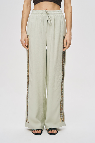 Orfeo Negro Γυναικείο κομψό παντελόνι Palazzo με λαμπερές λωρίδες και χάντρες