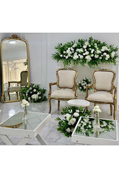DİVA 4 Parça Yapay Çiçekli Şömine Seti – Nişan, Nikah ve Organizasyon Dekoru ...