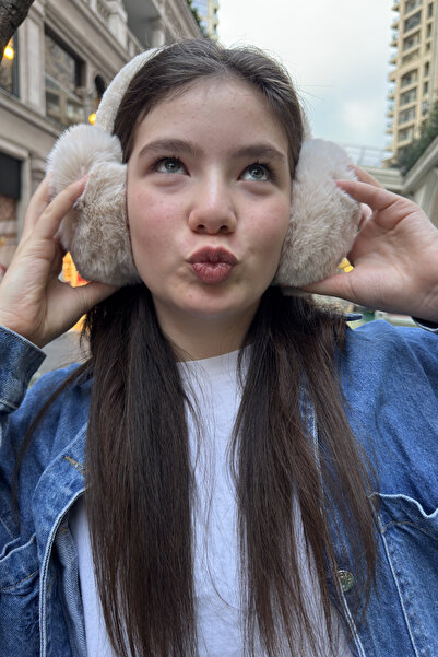 Mollycrush Căști de pluș bej pentru tineri |   Protecție moale pentru urechi ...