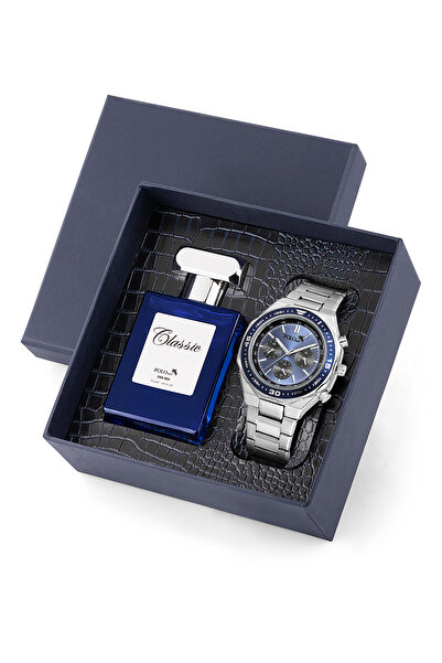 Polo Air Klasik Erkek Kol Saati Ve 55ml Parfüm Hediyelik Kutusunda Set Gümüş ...