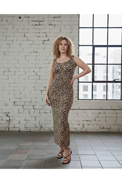 JustBS Italian Cut Leopard Print Dress with Slits