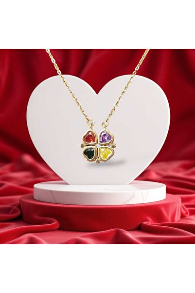Minvallife Magnetic Openable Clover and Heart Steel Necklace Valentine's Day ...