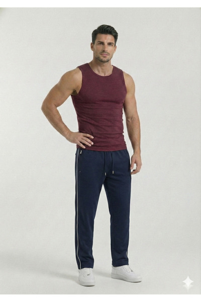OXVİN Side Flat Piping Baggy Sweatpants with Wide Legs, 2 Thread Counts, Medi...