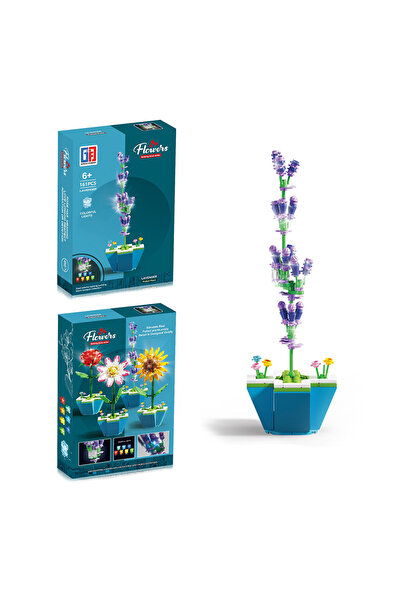 Gokidy Saksılı Renkli Işıklı Blok Çiçek - Lavanta 161 Parça