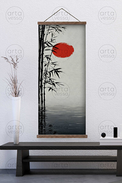 Artavessa Japon Tarzı Gerçek Ahşap Boyalı Çıtalı Askılı Kanvas Tablo - ARTJPN...