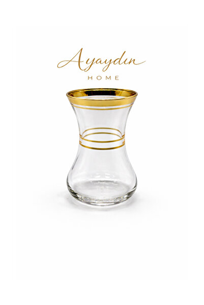 Paşabahçe İnce Belli Yaldızlı Çay Bardağı 6’lı Set - Ayaydın Home