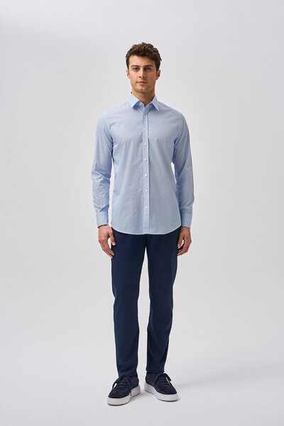 Bisse Studio Long Sleeve Sport Collar Men's Shirt Light Blue