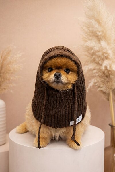 BAHELS Dog Acı Kahve Knitwear Knitted Balaclava Beanie Hat