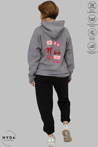 Nyda Collections Hanorac de damă cu mânecă lungă, cu imprimeu Love, cu glugă,...