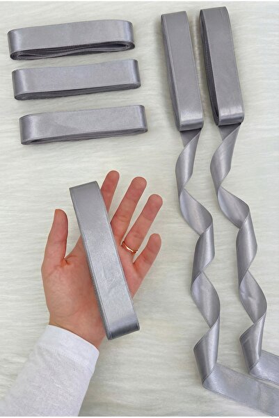 ZEYMERADE Gray Satin Ribbon 3 cm 10 Mt, Bohça Dowry Wedding Henna Circumcisio...