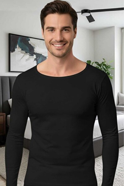 Tezzgelsin قميص داخلي رجالي من القطن الممشط بأكمام طويلة من الليكرا
