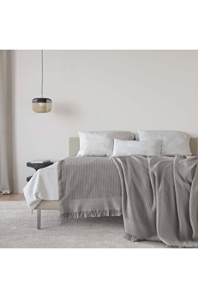 Bahar Tekstil Pled tricotat din bumbac 220x240 cm, Habitat Mink Bej