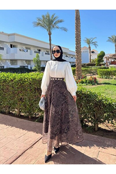 Butik etnik desen şifon etek