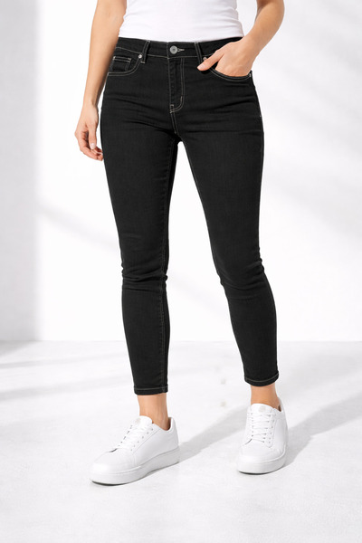 Lighter Jeans Kadın Siyah Yüksek Bel Toparlayıcı Skinny Jean Pantolon Dar Paç...