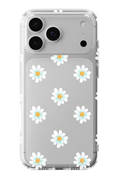 Multitronic حافظة شفافة مطبوعة بتصميم زهور متوافقة مع iPhone 17 Pro Max