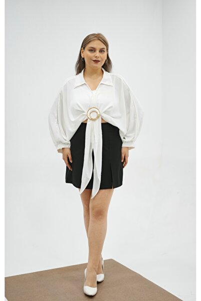 PLUSSELLE BÜYÜK BEDEN GÖMLEK OZEL TASARIMLI AKSESUARLI GECE VE GÜNDÜZ