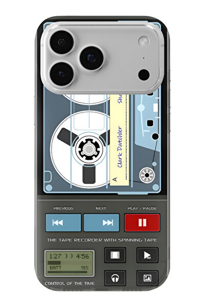Multitronic حافظة شفافة مطبوعة بتصميم كاسيت متوافقة مع آيفون 17 برو ماكس